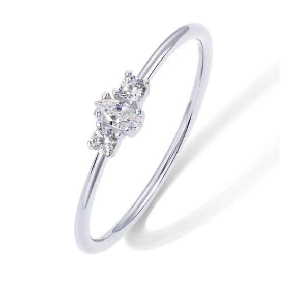 Gold Plated Marquise Mini Round Ring - white gold - Picture 4 of 4